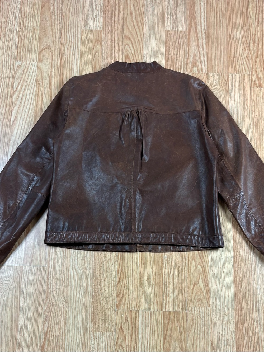 Vintage old navy Brown Leather Zip Front Jacket - Picture 6 of 8